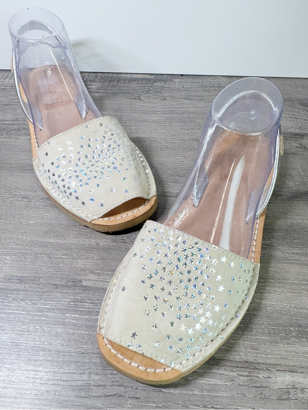 Castell Menorca Avarcas Menorquina Suede silver glitter Menorquinas sandals 39/9 - Picture 3 of 9